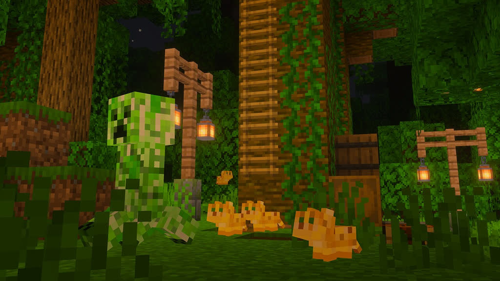  بچه آسلات‌ هایی نزدیک یک کریپر ایستاده‌اند.