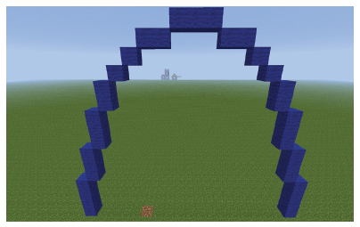 نمونه ای از ساخت یک قوس در بازی در ماینکرفت